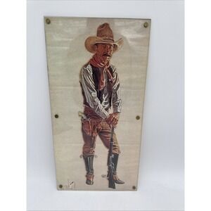 Vintage Bob Moline Artwork Print Cowboy With Gun 16.5"x8.5" In Plexiglass